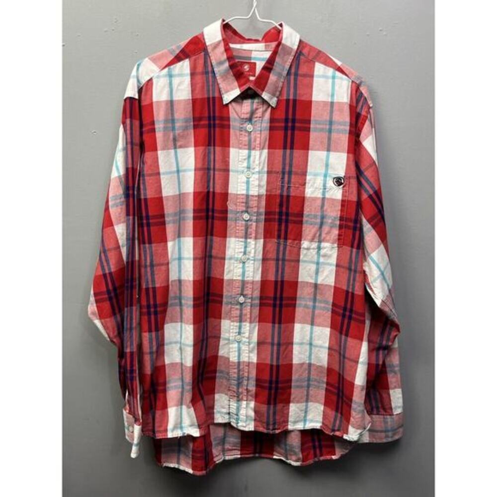 Southern Proper Shirt Mens Large‎ Red Plaid Long Sleeve Button Down Flaw